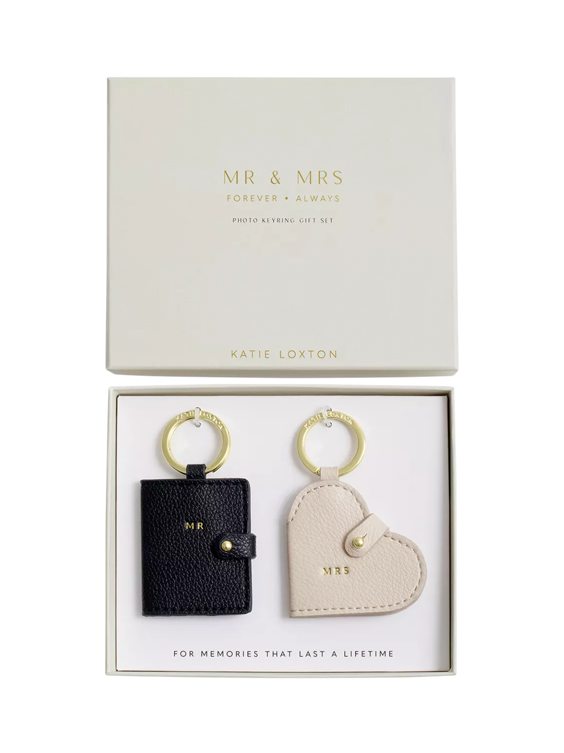 Katie Loxton Mr & Mrs photo keyring set (British brand)
