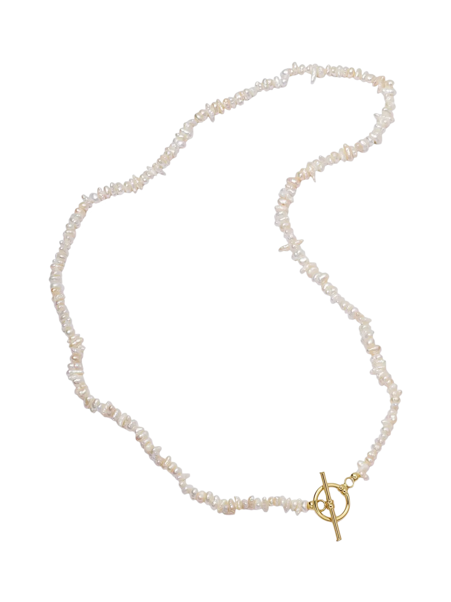Daisy London pearl T-bar necklace yellow gold (British brand)