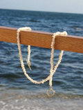 Daisy London pearl T-bar necklace yellow gold (British brand)