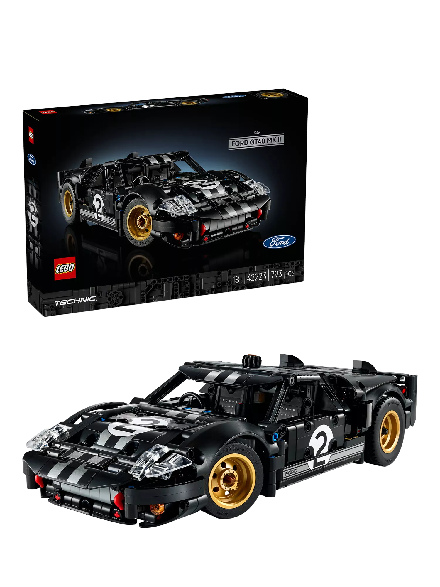 LEGO Technic 1966 Ford GT40 MKII model kit 793 pieces (British brand)