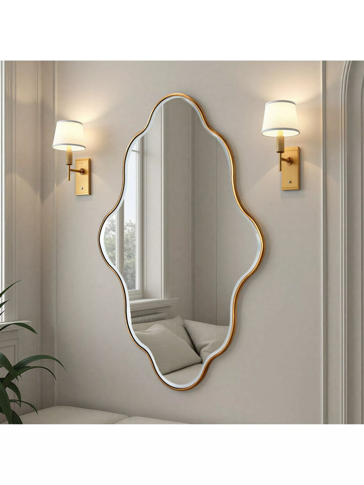 Yearn wall mirror gold curved frame 120x80cm, UK version