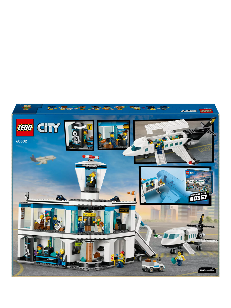 LEGO City airport building toy with airplane and minifigures, UK version