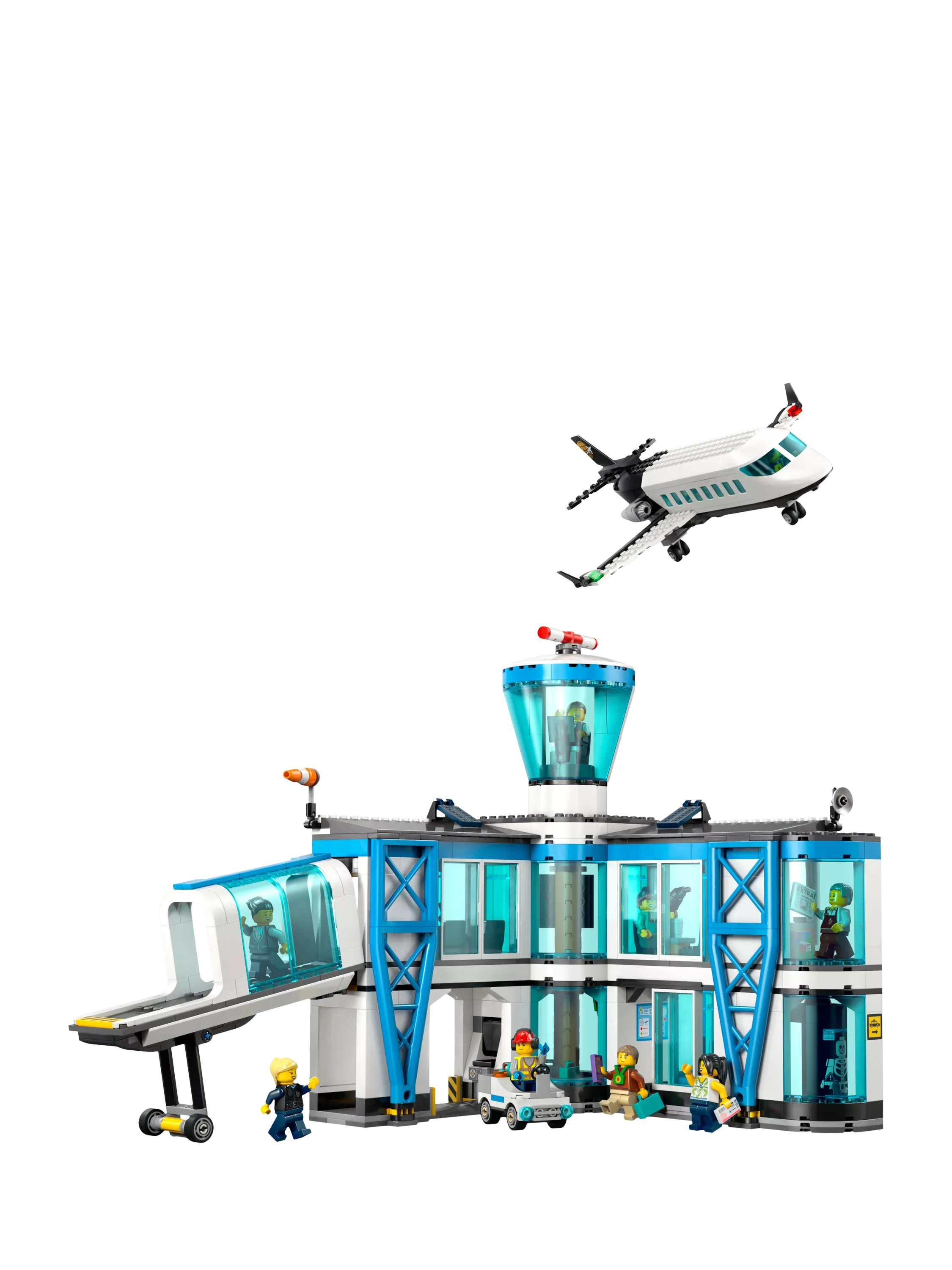 LEGO City airport building toy with airplane and minifigures, UK version