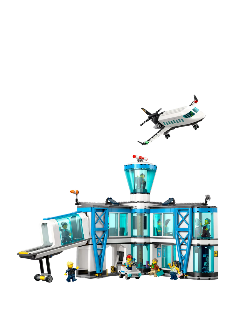 LEGO City airport building toy with airplane and minifigures, UK version