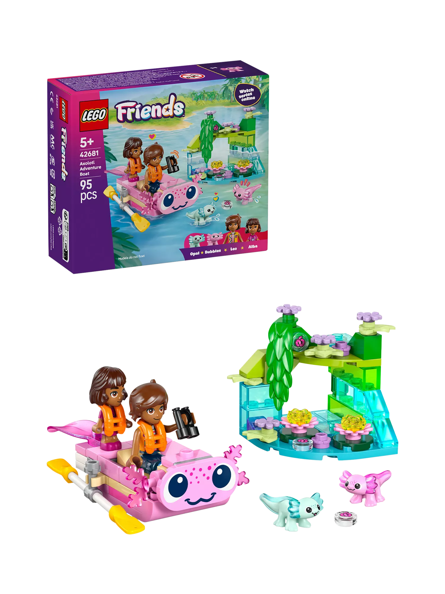 LEGO Friends Axolotl Adventure Boat Toy 95 pieces, imported from the UK