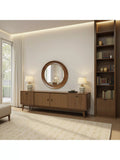 Yearn round oak wall mirror walnut finish 80cm, imported from the UK