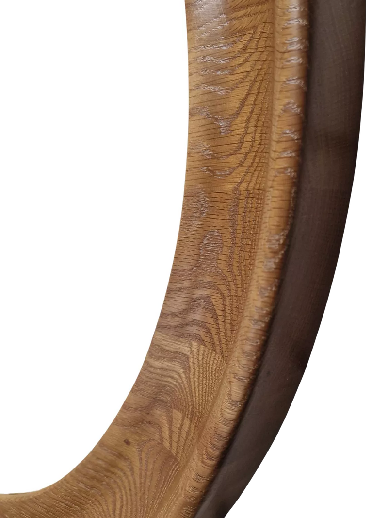 Yearn round oak wall mirror walnut finish 80cm, imported from the UK