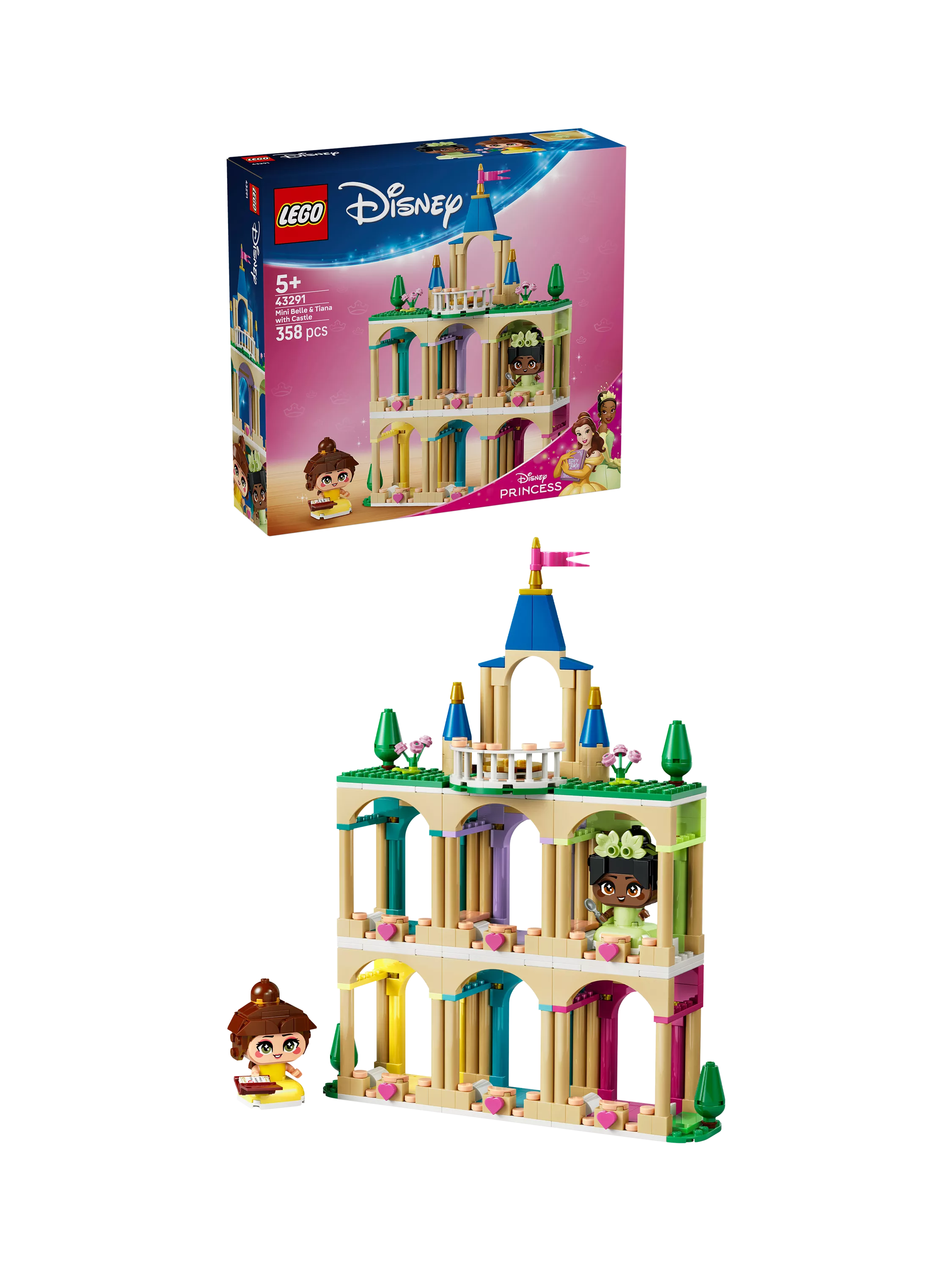 LEGO Disney Princess Belle and Tiana mini dolls castle building set - British product