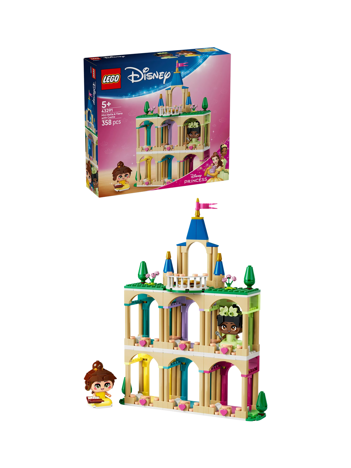 LEGO Disney Princess Belle and Tiana mini dolls castle building set - British product