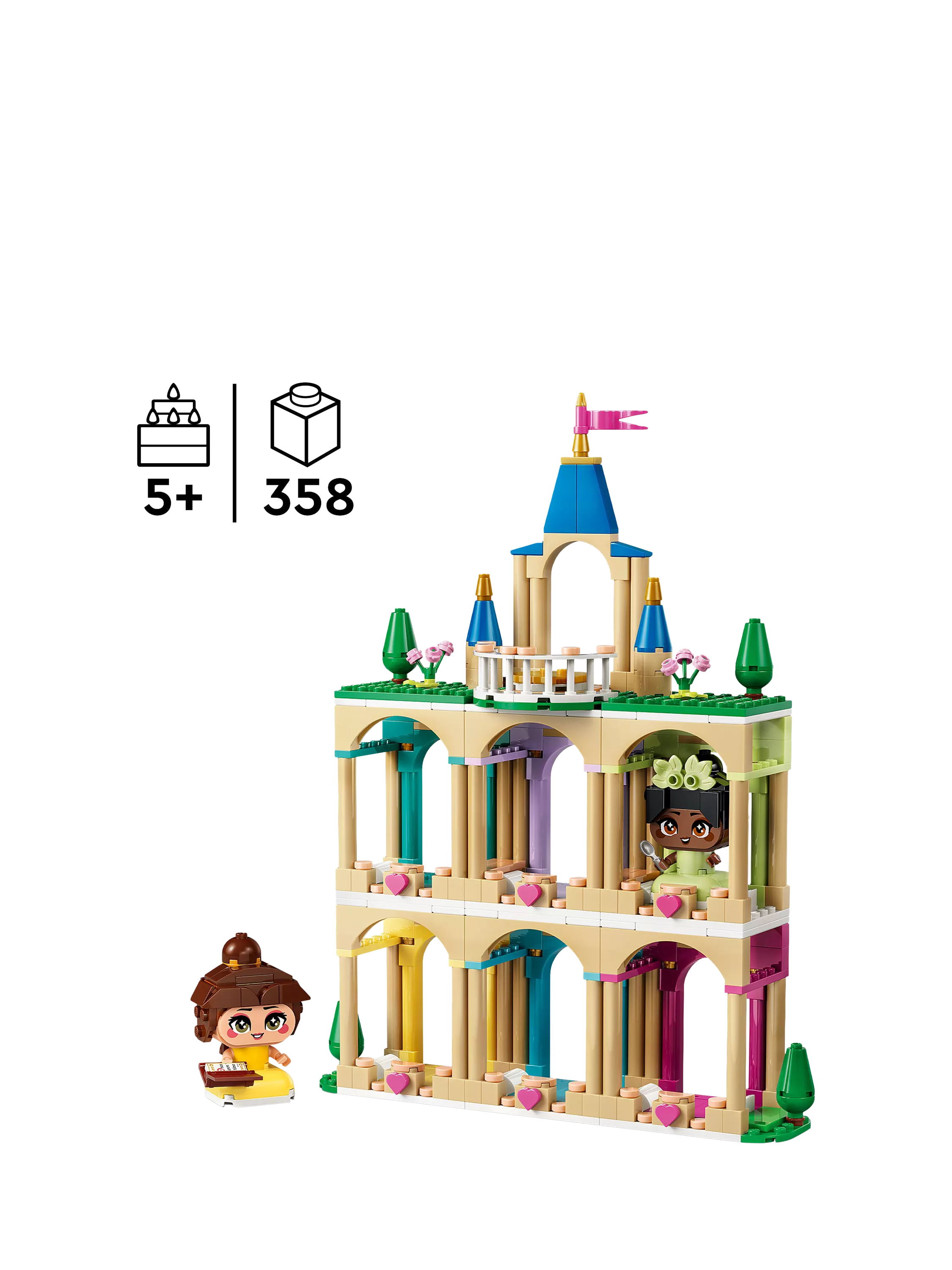 LEGO Disney Princess Belle and Tiana mini dolls castle building set - British product