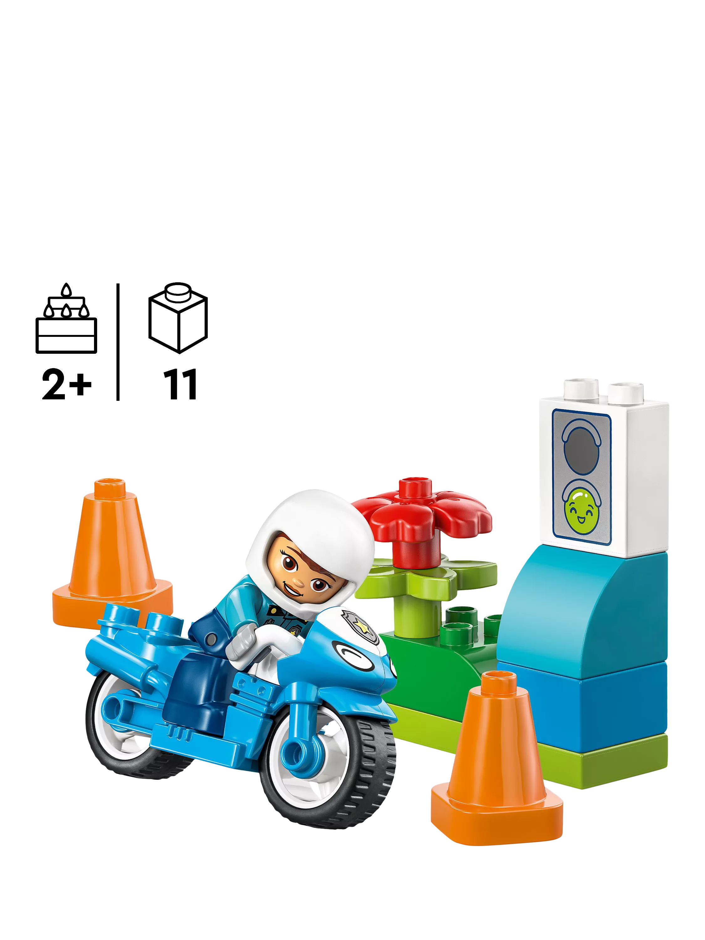 LEGO DUPLO blue police motorcycle playset 10471 - British product
