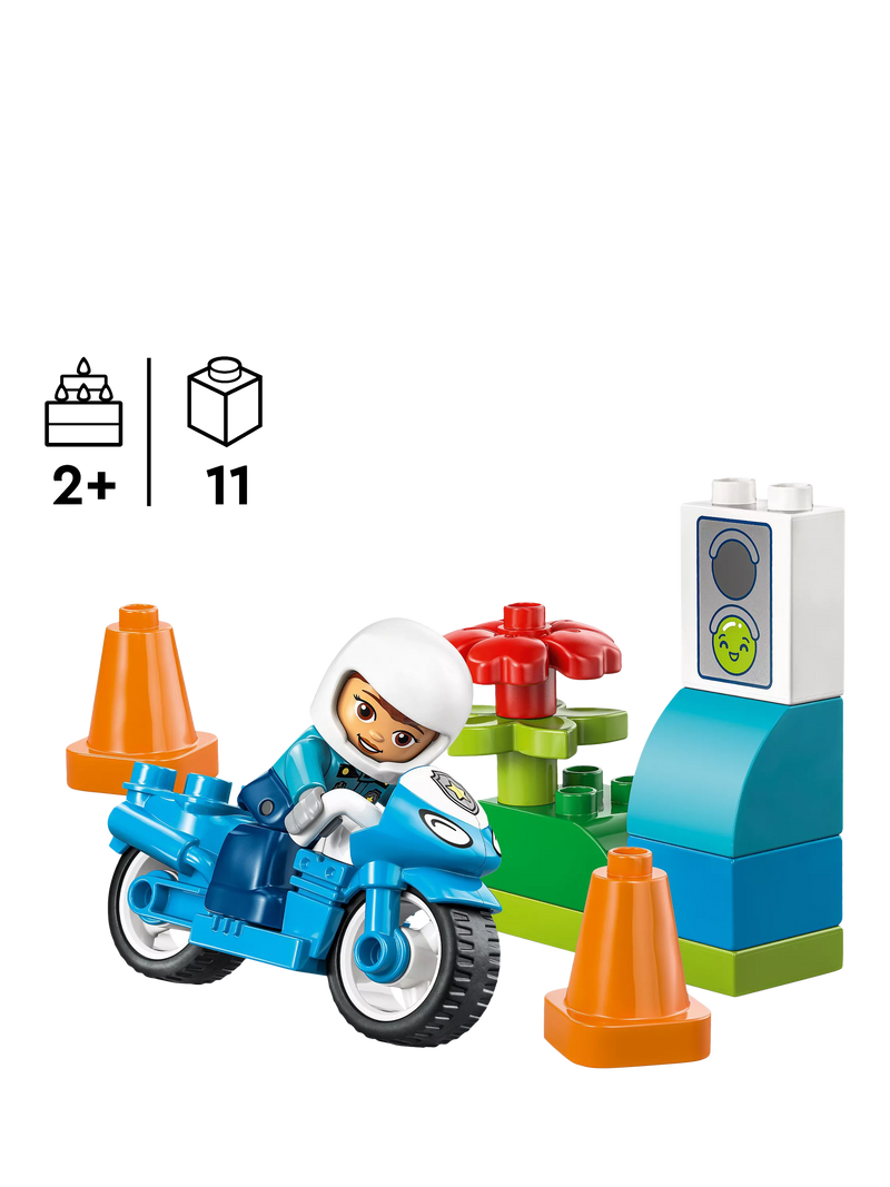 LEGO DUPLO blue police motorcycle playset 10471 - British product