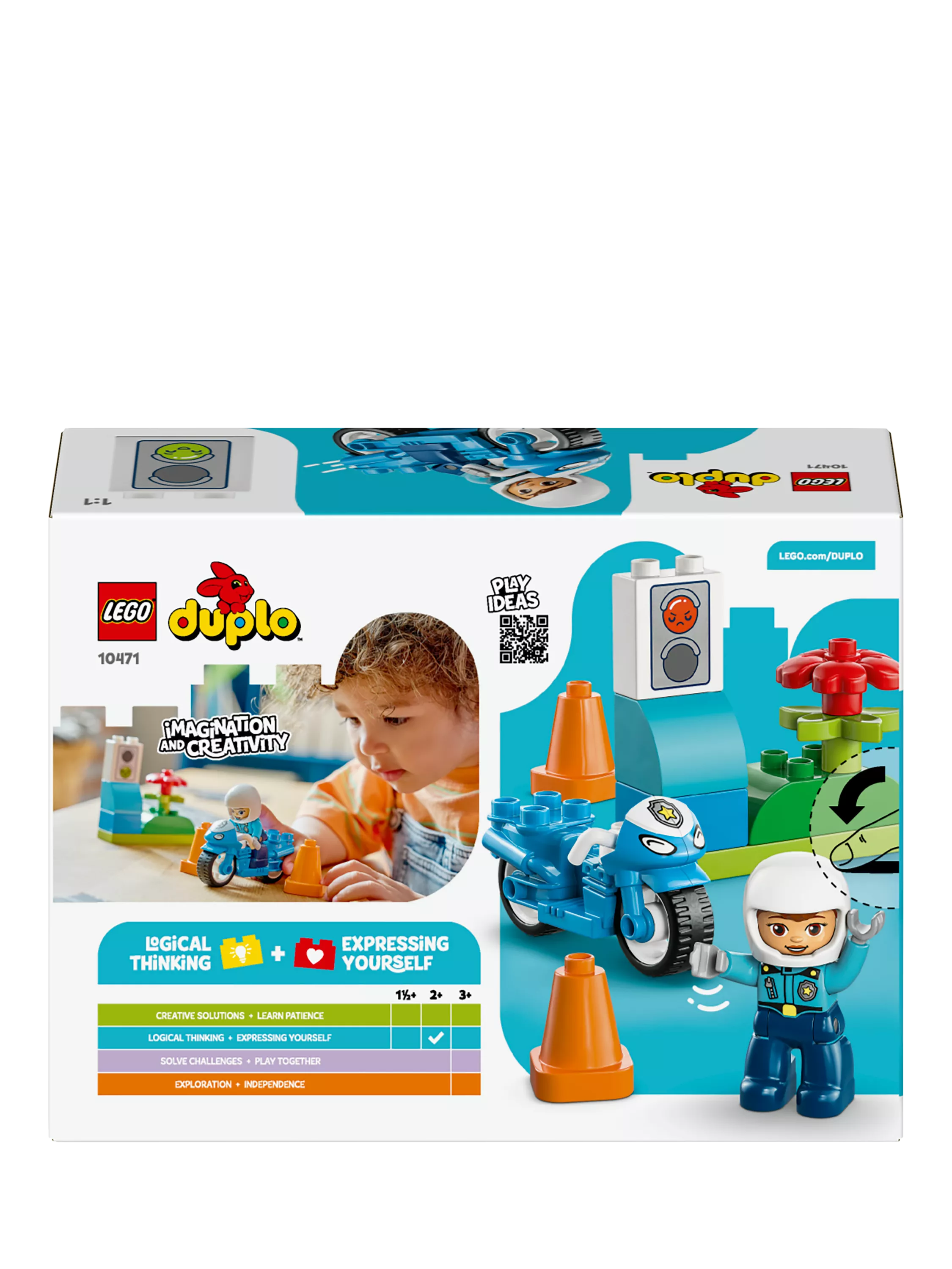 LEGO DUPLO blue police motorcycle playset 10471 - British product
