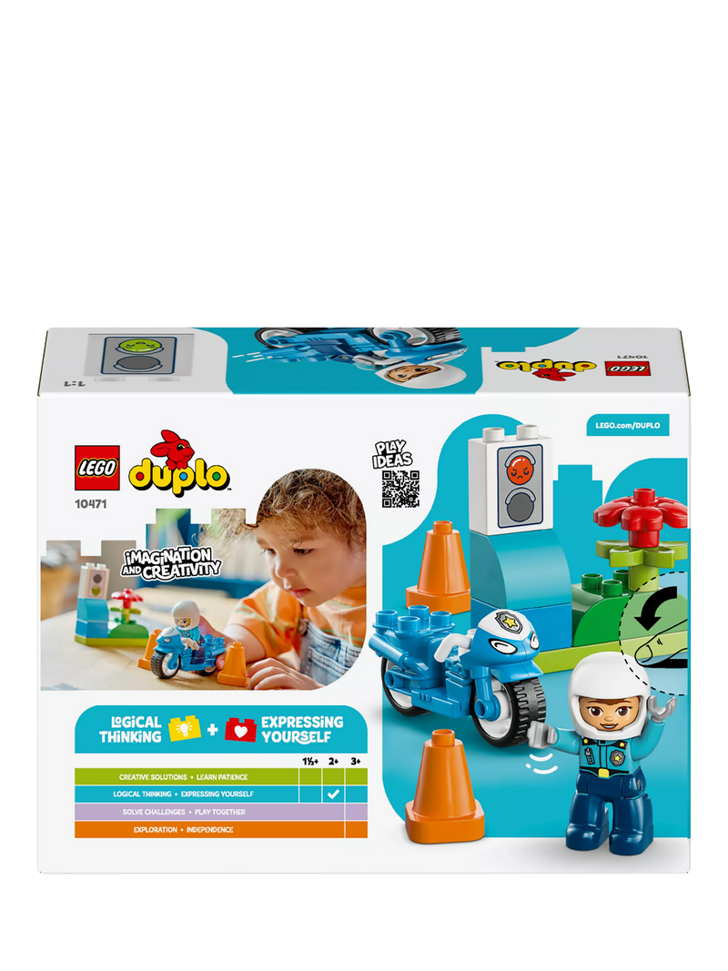 LEGO DUPLO blue police motorcycle playset 10471 - British product
