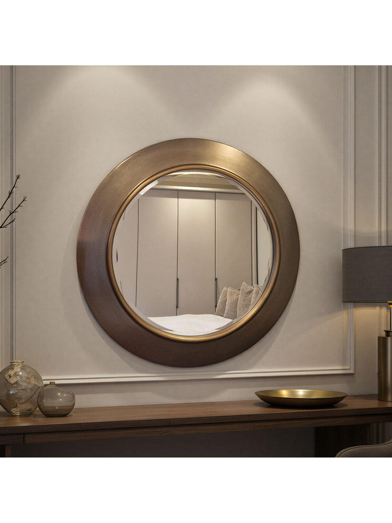 Yearn Ava round wall mirror 91.5cm gold finish, imported from the UK