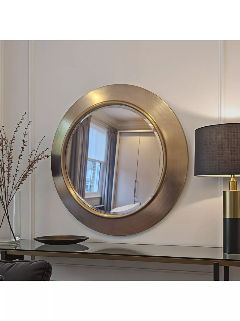 Yearn Ava round wall mirror 91.5cm gold finish, imported from the UK