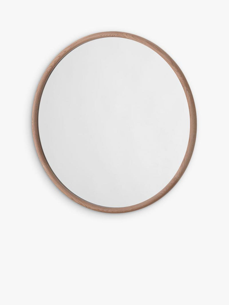 Yearn round wall mirror oak wood frame 60cm - British product