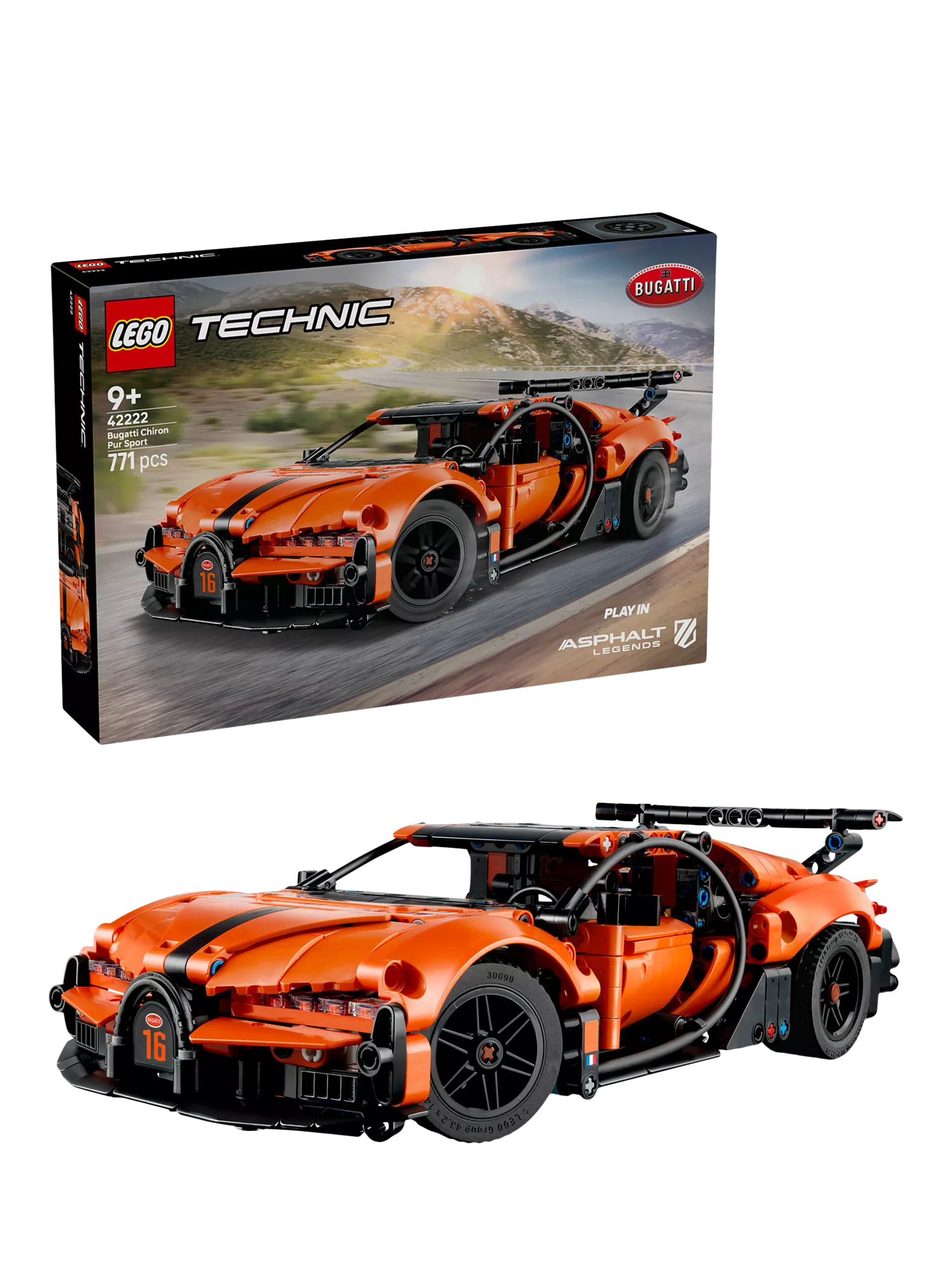 LEGO Technic Bugatti Chiron Pur Sport Hypercar 771-piece building set - British product