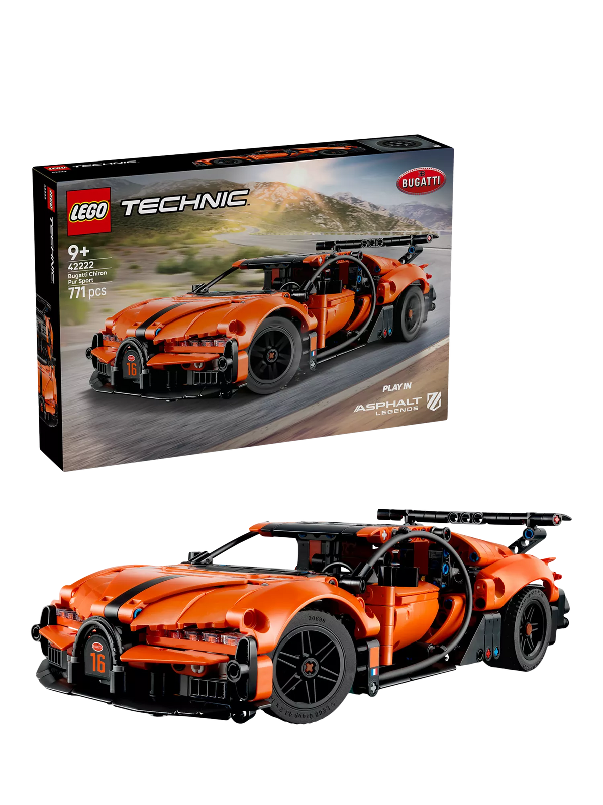 LEGO Technic Bugatti Chiron Pur Sport Hypercar 771-piece building set - British product