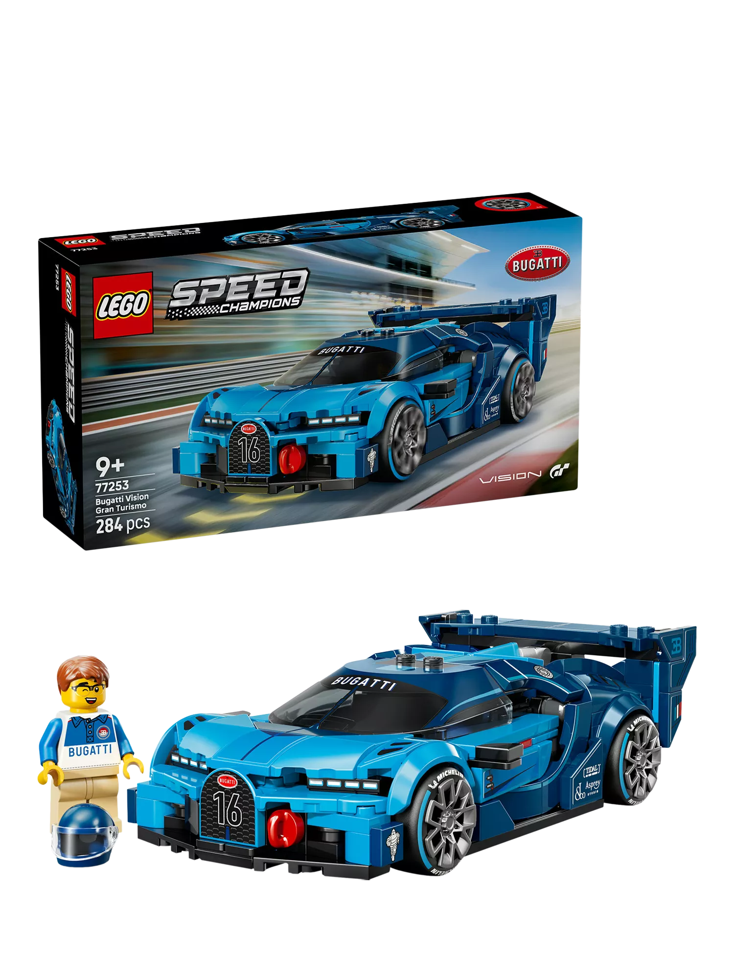 LEGO Speed Champions Bugatti Vision Gran Turismo hyper sports car 284 pieces (British brand)