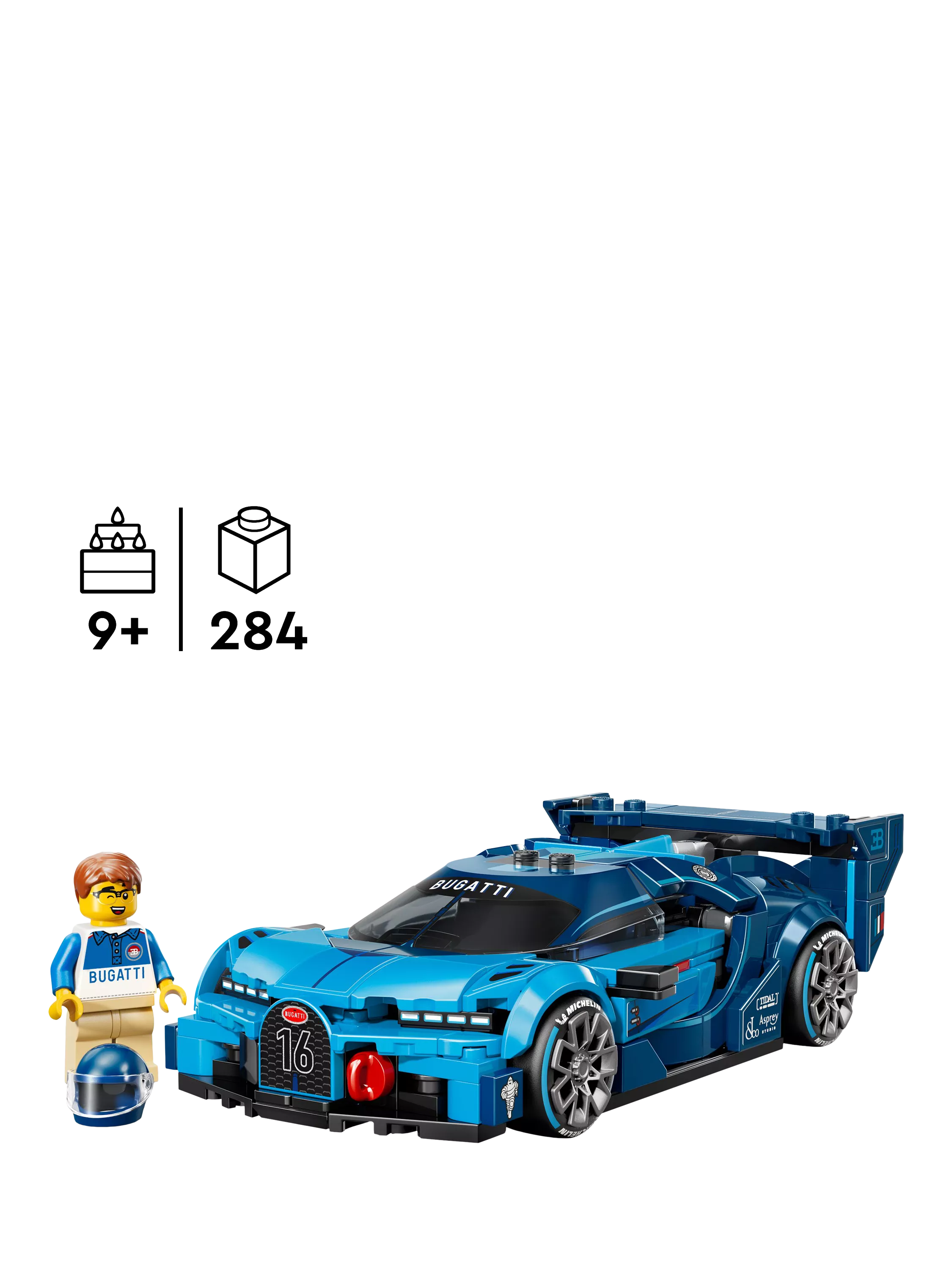 LEGO Speed Champions Bugatti Vision Gran Turismo hyper sports car 284 pieces (British brand)