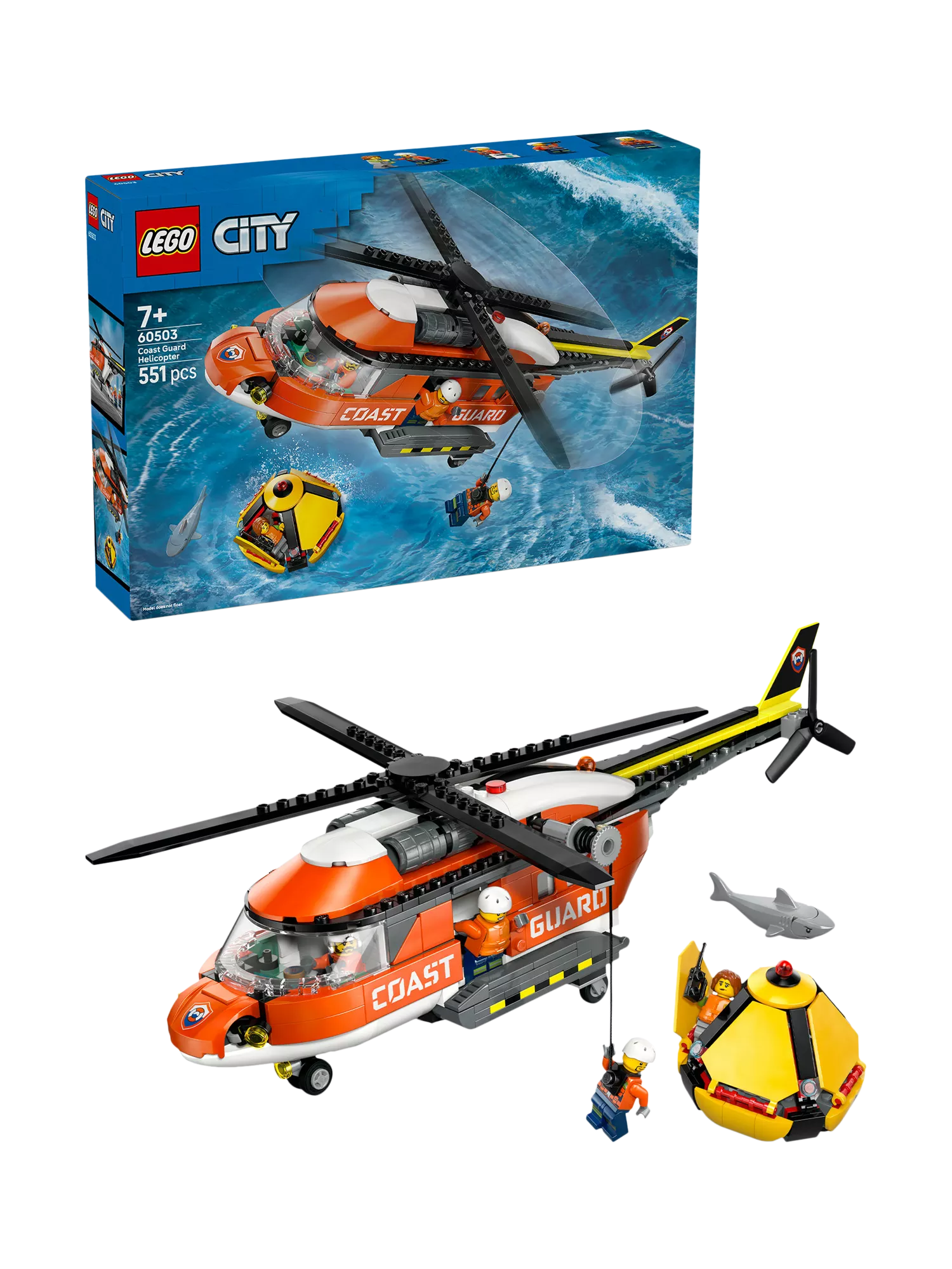 LEGO City Coast Guard Helicopter building set 551 pieces, imported from the UK