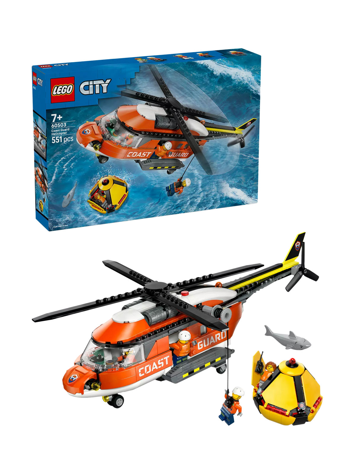 LEGO City Coast Guard Helicopter building set 551 pieces, imported from the UK