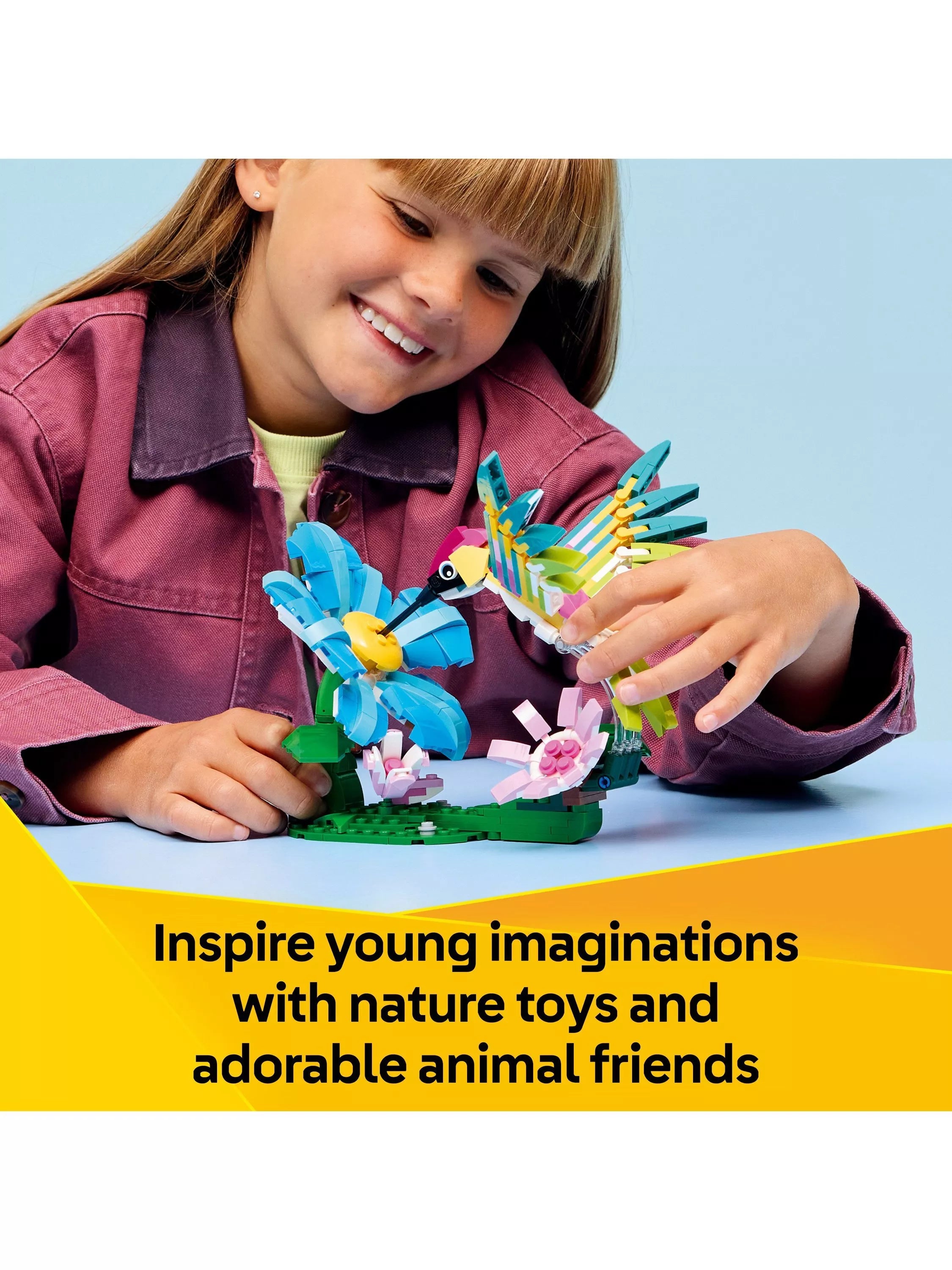 LEGO Creator 3-in-1 hummingbird building toy 312-piece set, imported from the UK