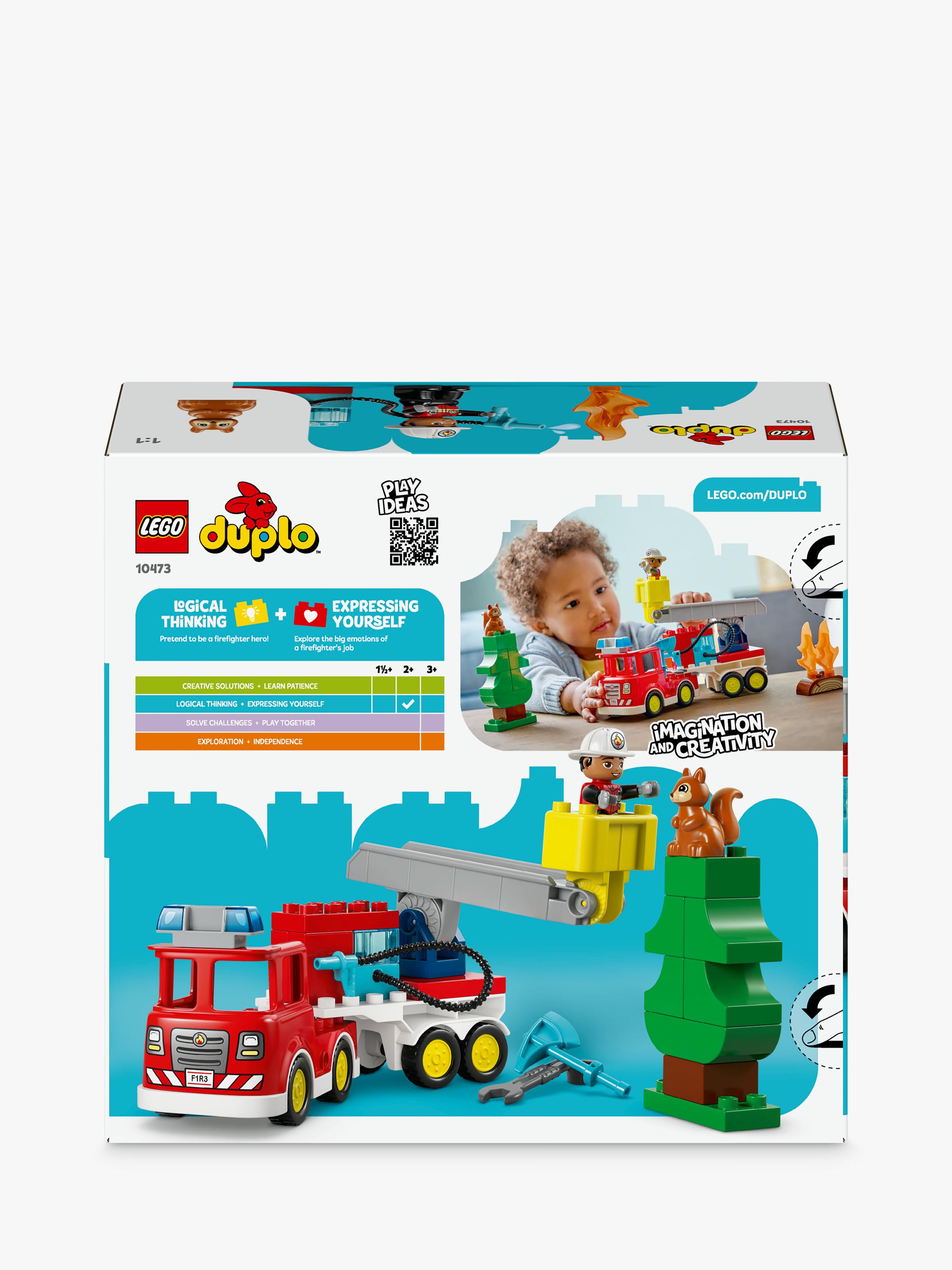 LEGO DUPLO fire engine toy with hose and firefighter figure (British brand)