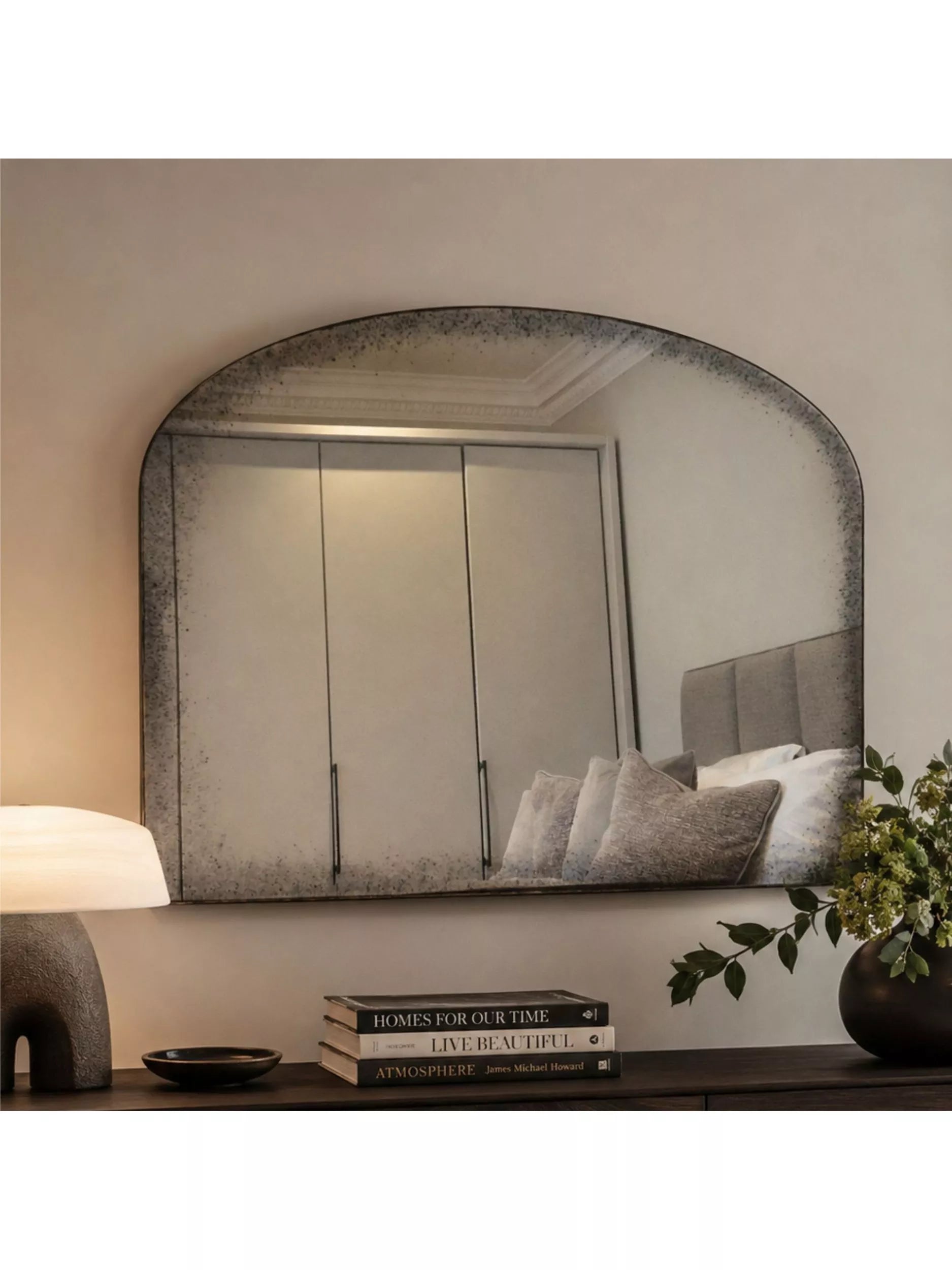 Yearn antiqued black overmantel wall mirror 69x91cm (British brand)