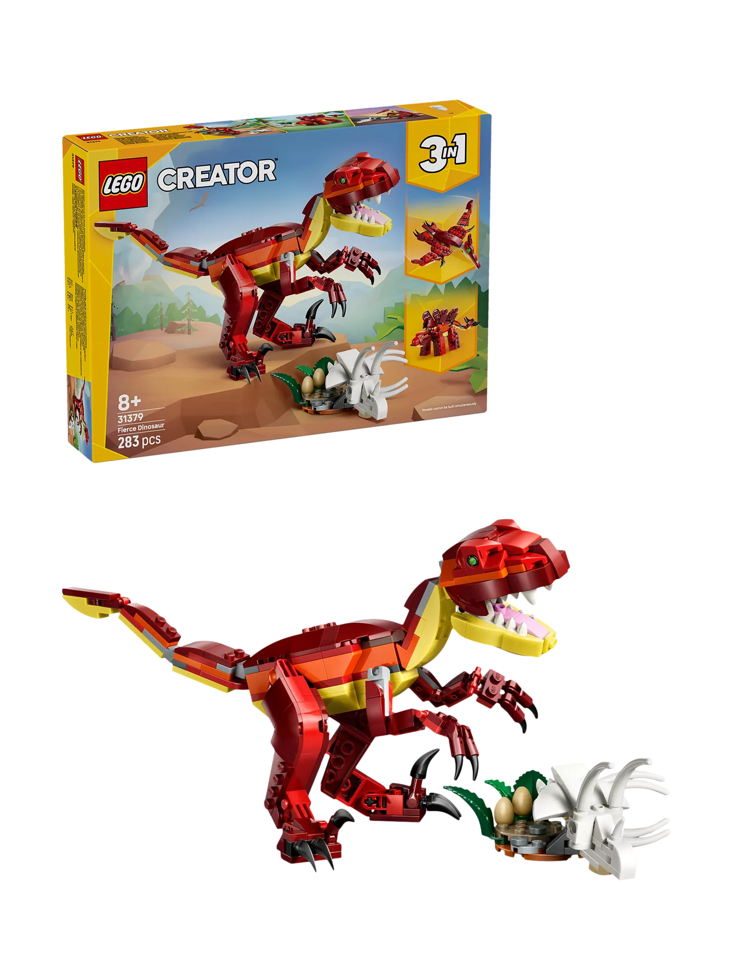 LEGO Creator Fierce Dinosaur 3-in-1 building set, imported from the UK