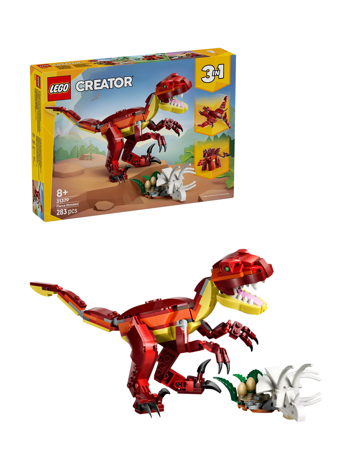 LEGO Creator Fierce Dinosaur 3-in-1 building set, imported from the UK
