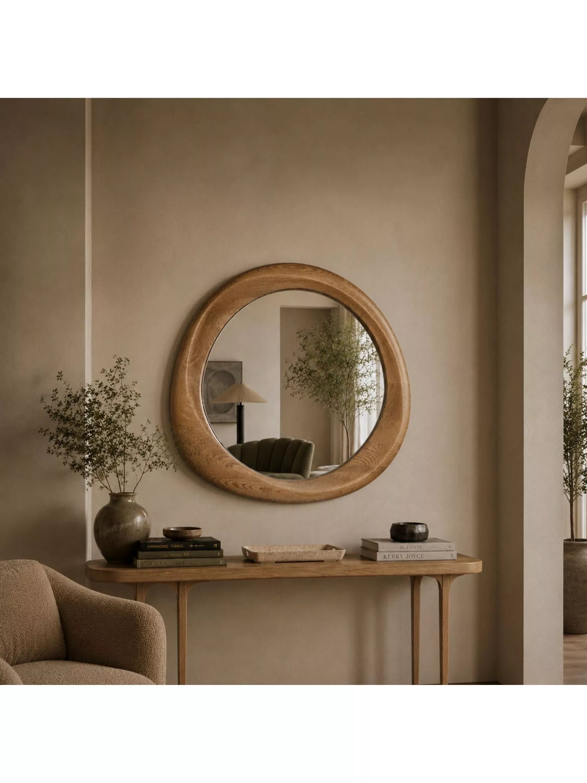 Yearn Eden oak wood wall mirror 100x90cm, UK version