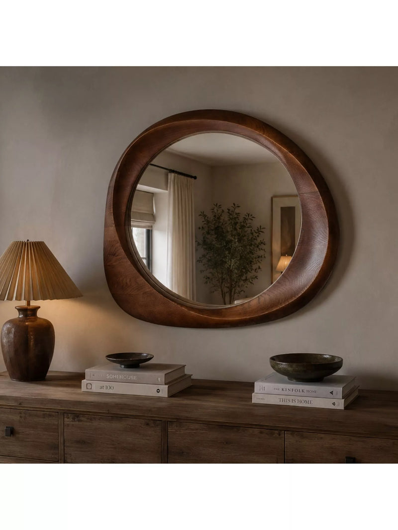 Yearn Eden solid oak wall mirror 100x90cm walnut - British product