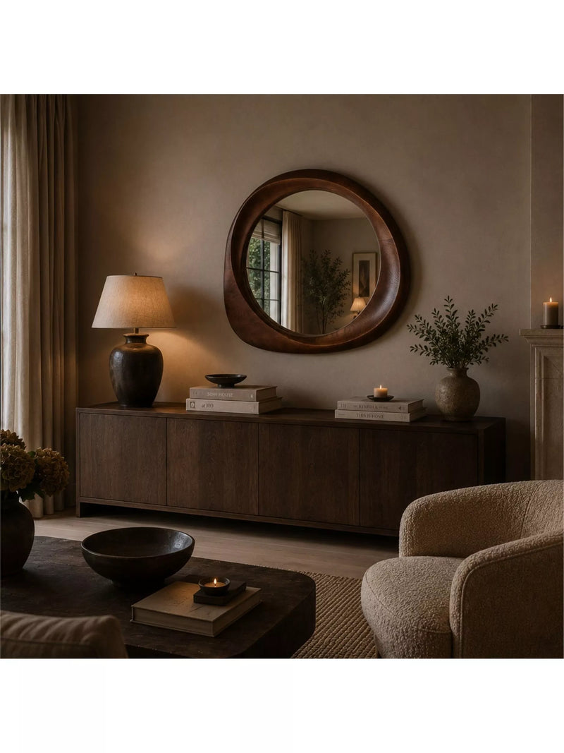 Yearn Eden solid oak wall mirror 100x90cm walnut - British product