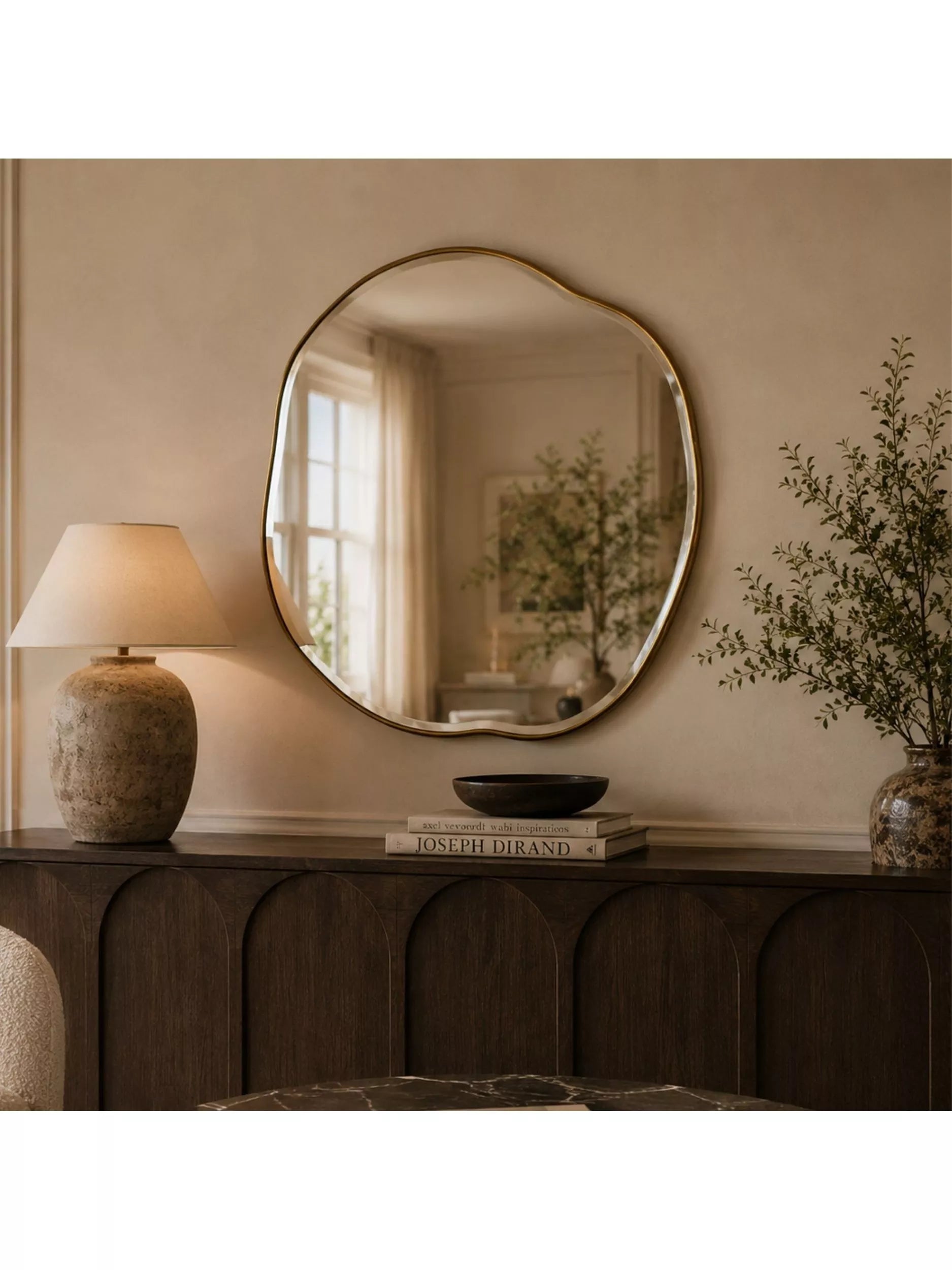 Yearn round wall mirror gold 100x100cm - British product