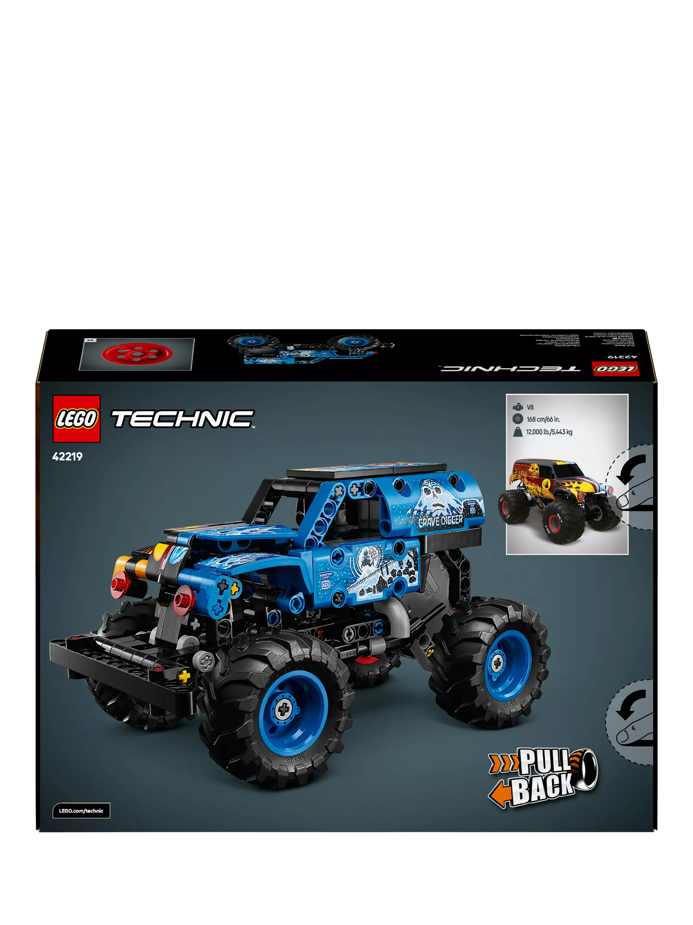 LEGO Technic Grave Digger Fire and Ice pull-back truck, UK version