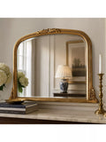 Yearn arched overmantel mirror beaded gilt 66 x 102cm, imported from the UK