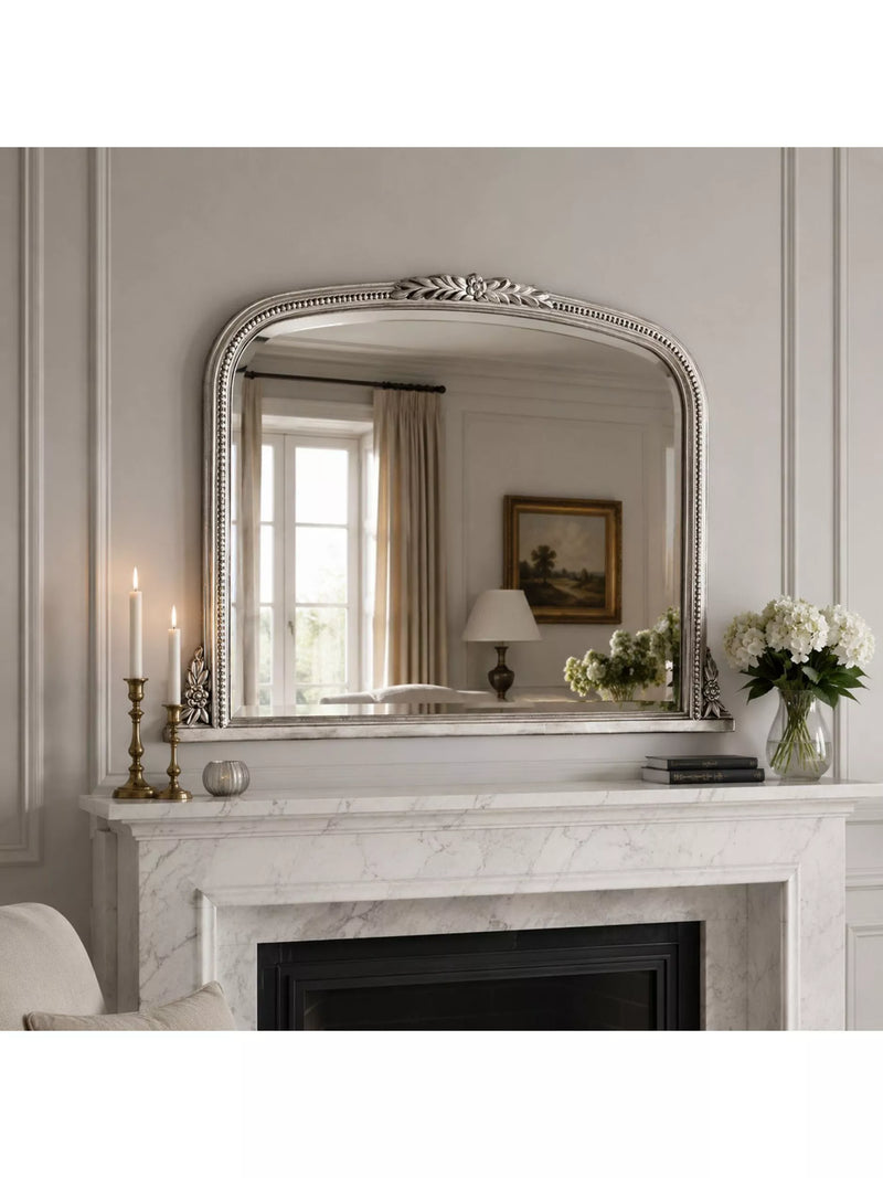 Yearn Arched Beaded Overmantel Wall Mirror, 66 x 102cm