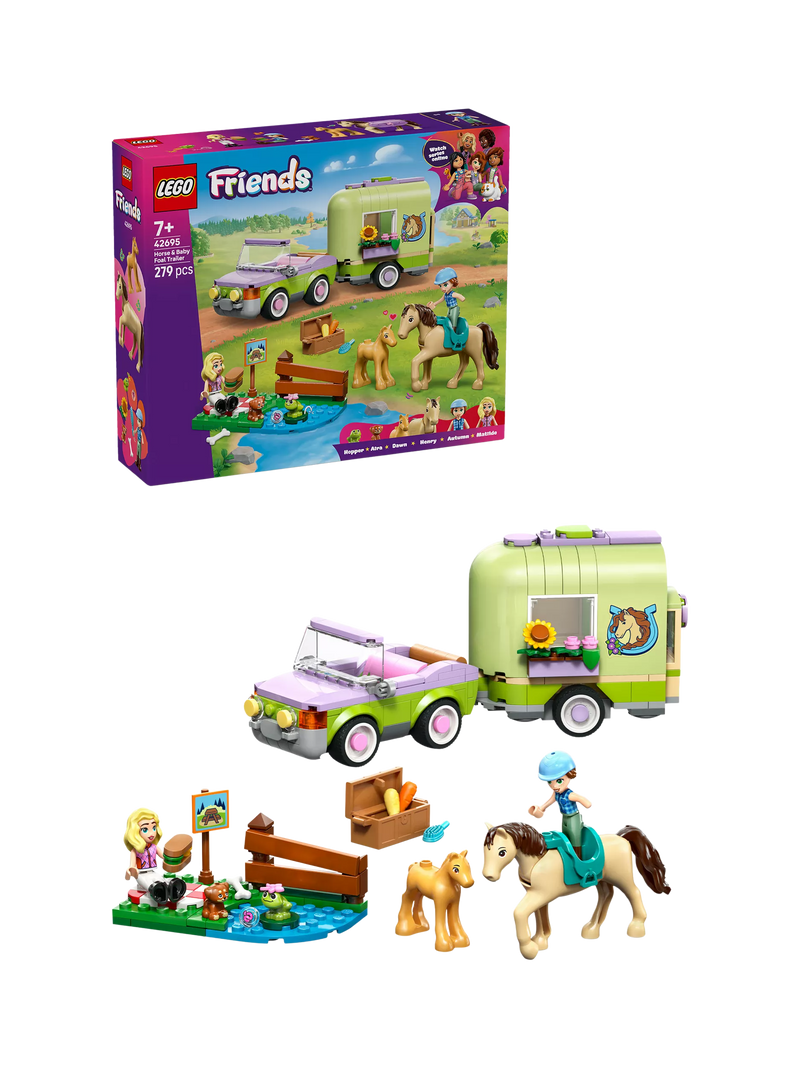 LEGO Friends horse and foal trailer toy construction set, UK version