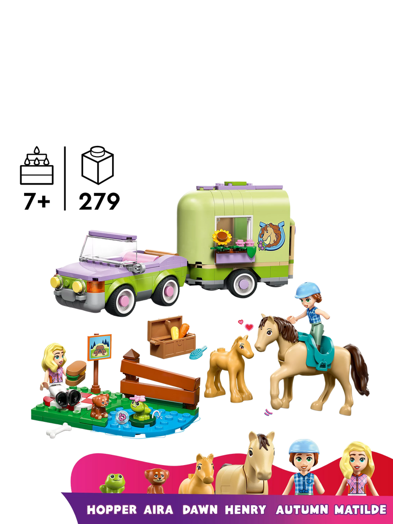 LEGO Friends horse and foal trailer toy construction set, UK version