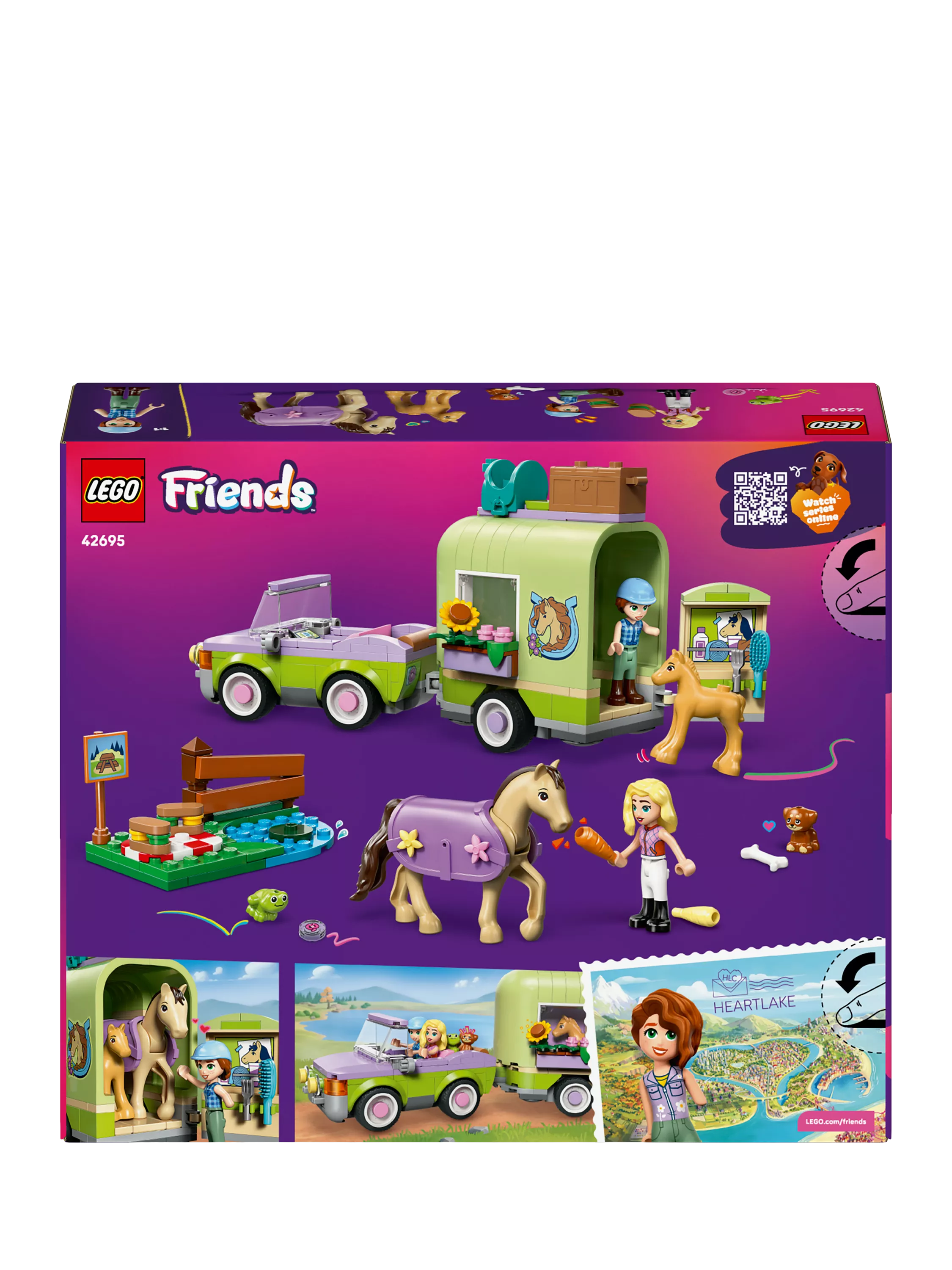LEGO Friends horse and foal trailer toy construction set, UK version