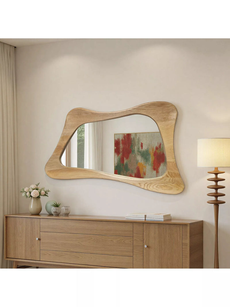 Yearn oak wood wall mirror 120x80cm natural finish - British product