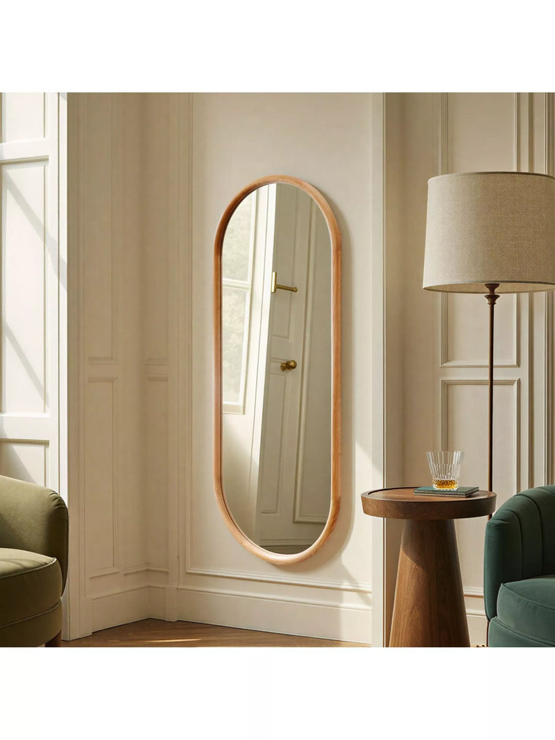 Yearn solid oak oval wall mirror 150x60cm (British brand)