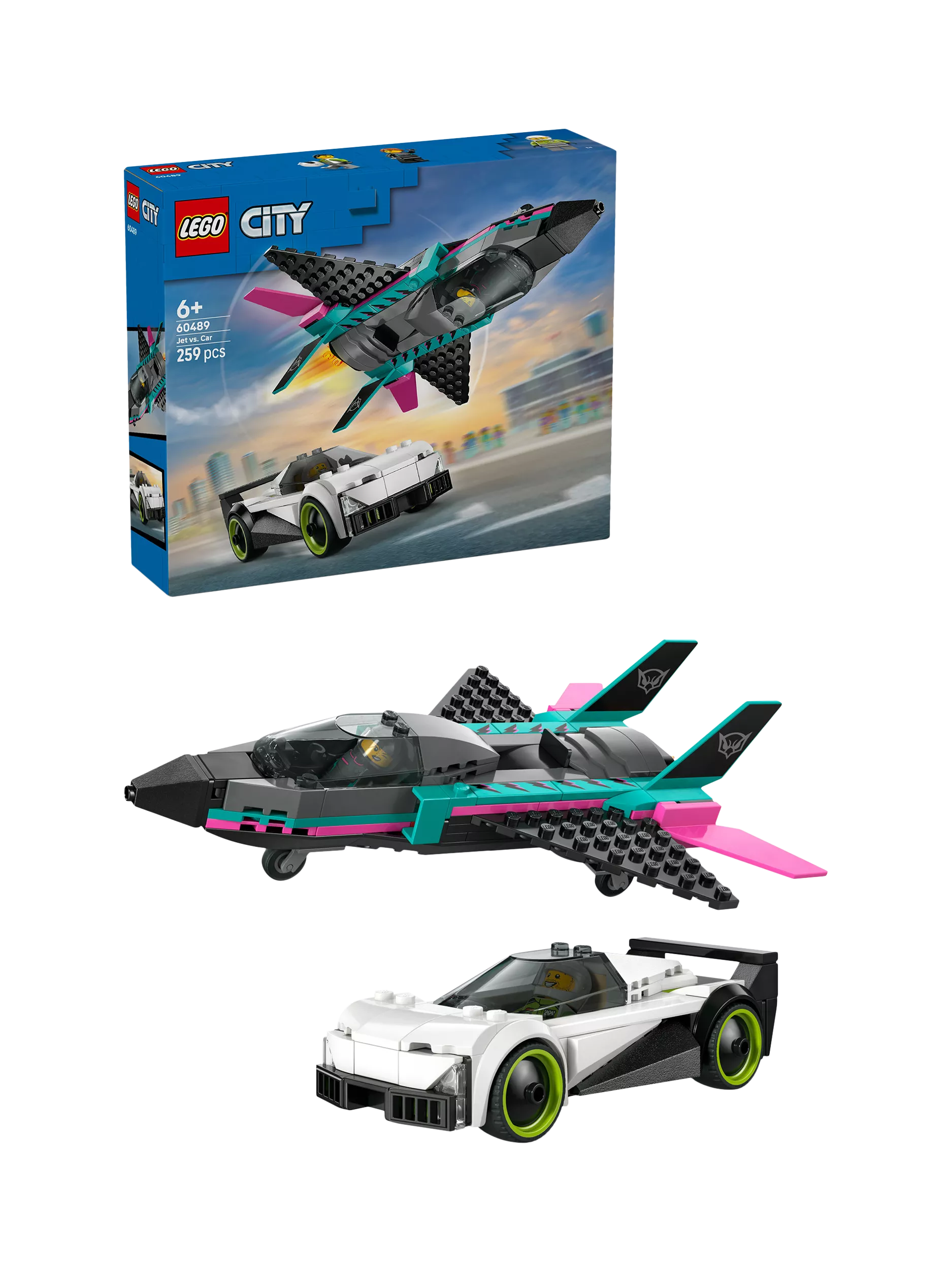 LEGO City Jet vs Car playset 259 pieces British product