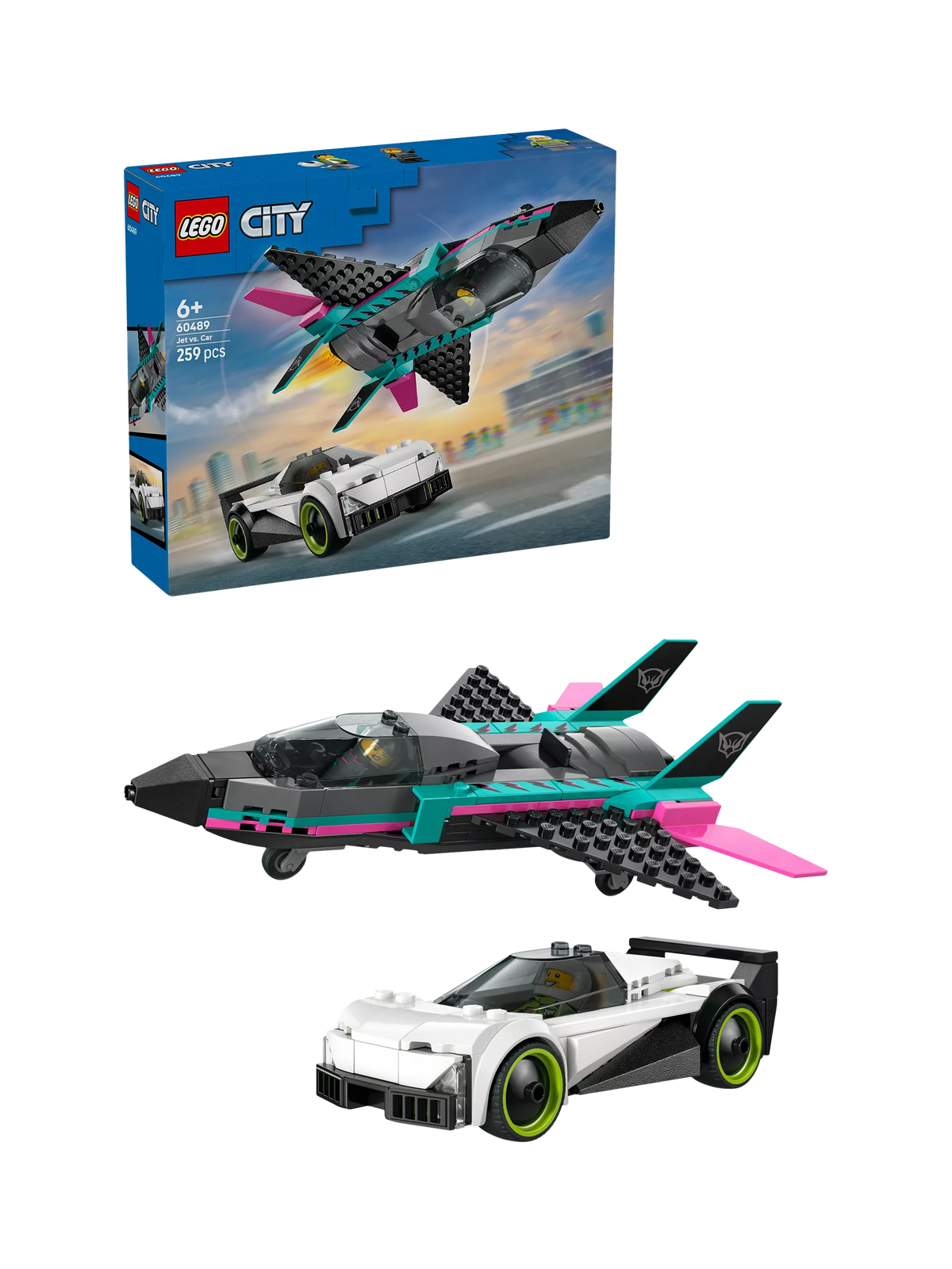 LEGO City Jet vs Car playset 259 pieces British product