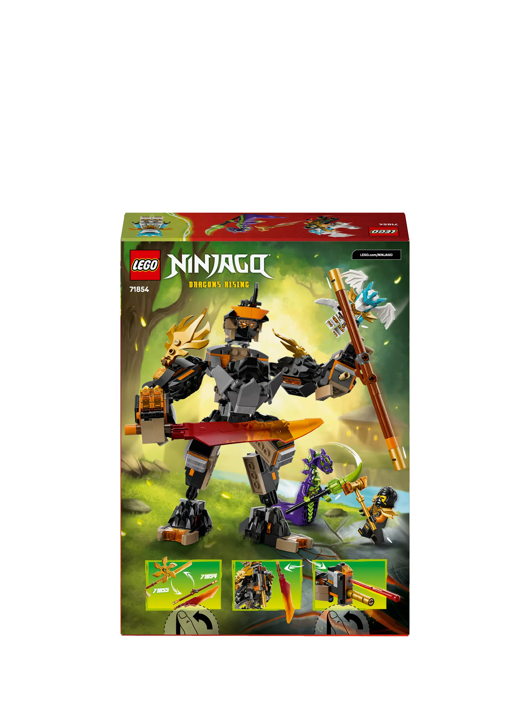 LEGO Ninjago Cole's Mission Mech and Dragon Zane building set 364 pieces (British brand)
