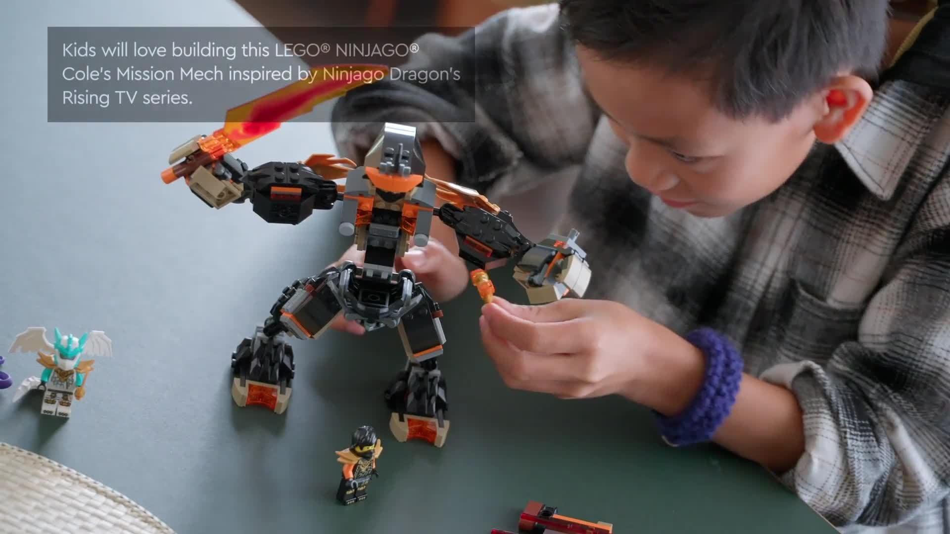 LEGO Ninjago Cole's Mission Mech and Dragon Zane building set 364 pieces (British brand)