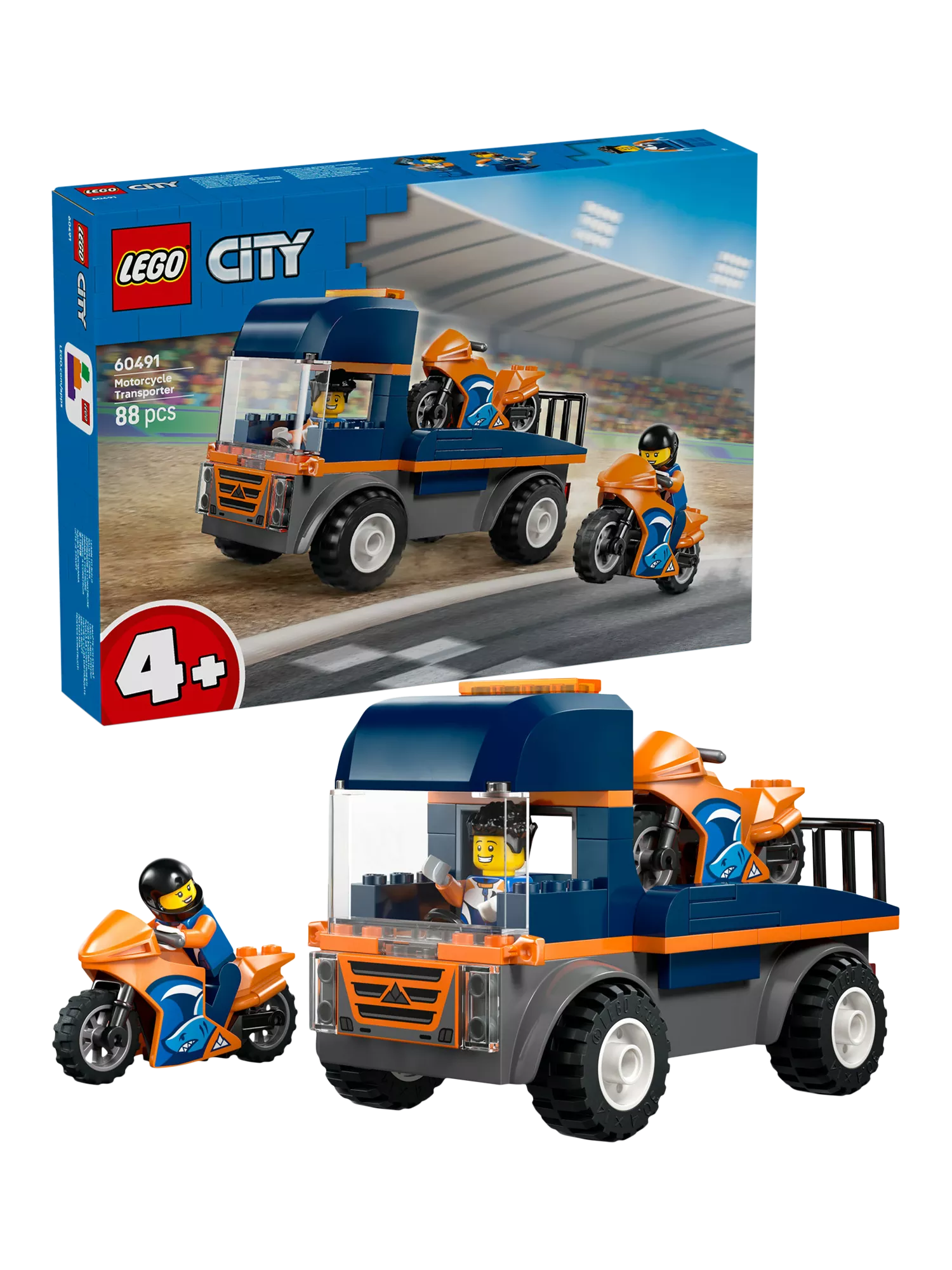 LEGO City Motorcycle Transporter toy building set 88 pieces - British product