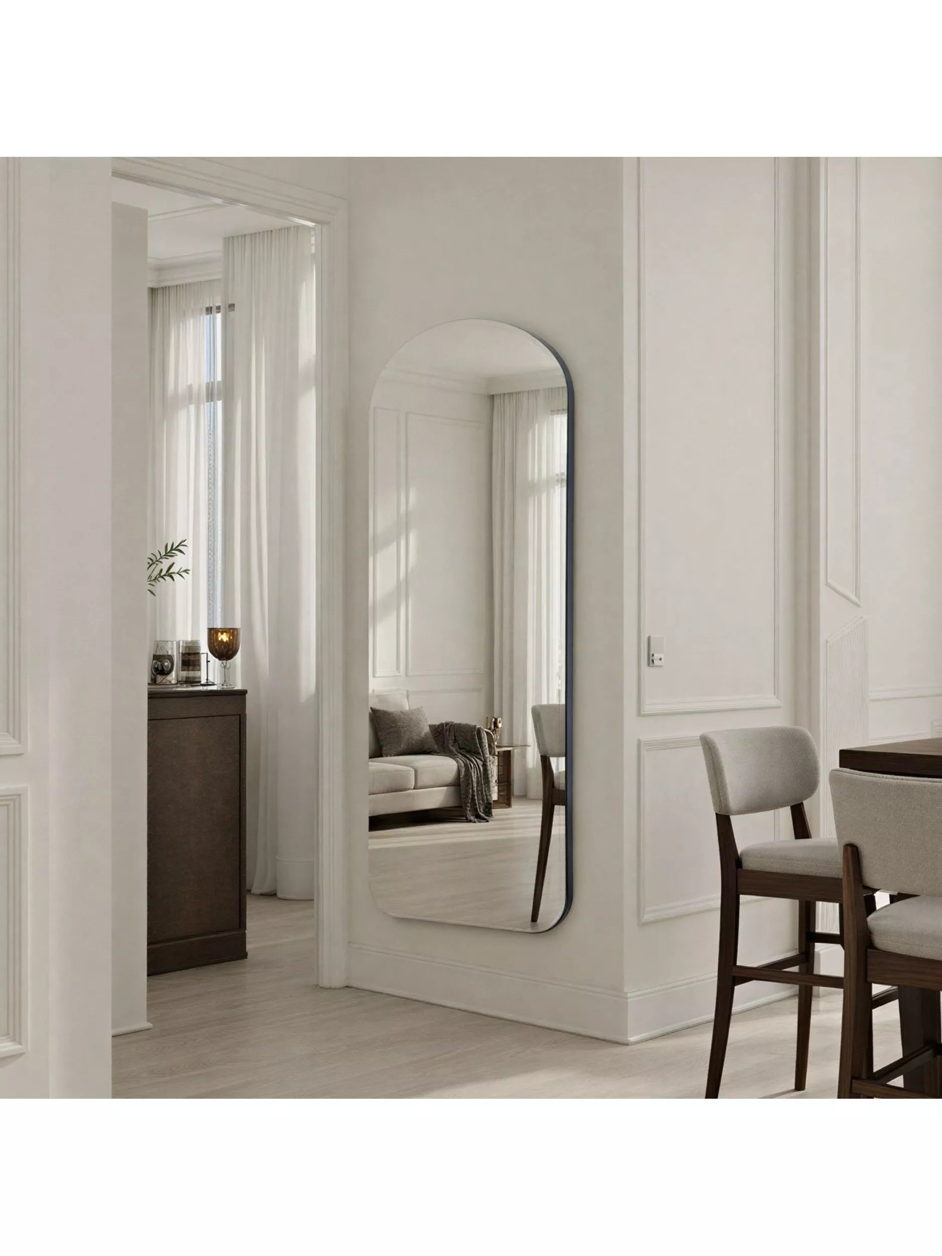 Yearn Soho Arched Wall Mirror, 160 x 60cm, Black